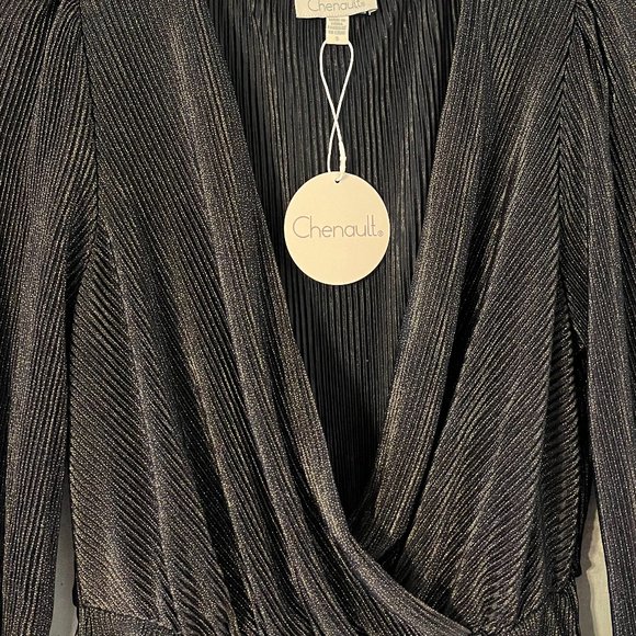Chenault Metallic Crossover Peplum Blouse (NWT) - Picture 7 of 13